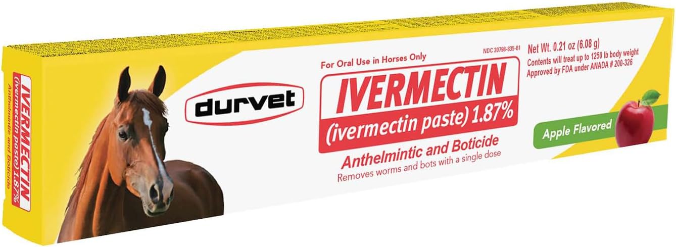 Ivermectin Paste Dewormer for Horses – 6.08g Dose, 1.87%, Apple Flavored