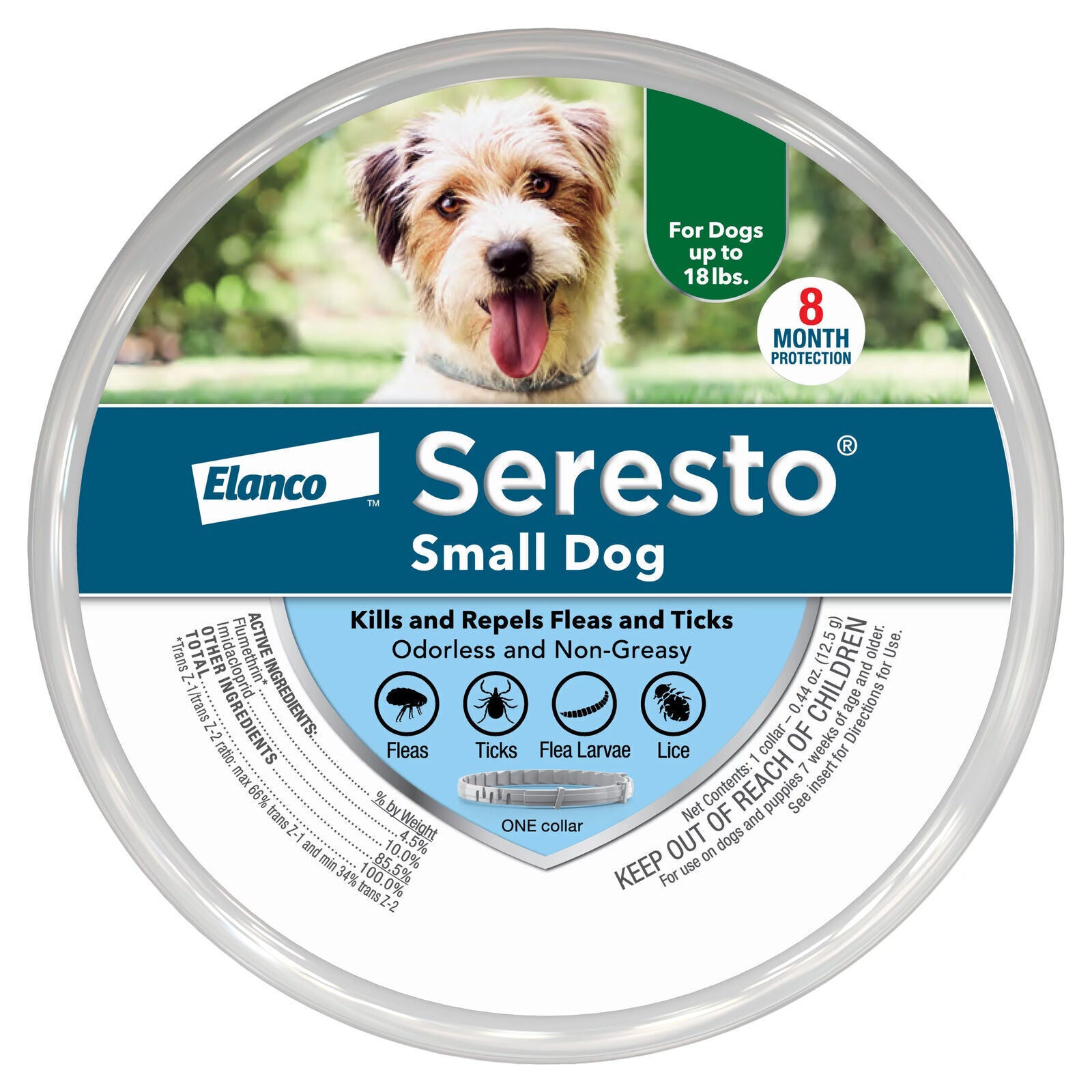 Seresto Flea and Tick Collar for Small Dogs – 8 Months Protection, Up to 18 lbs